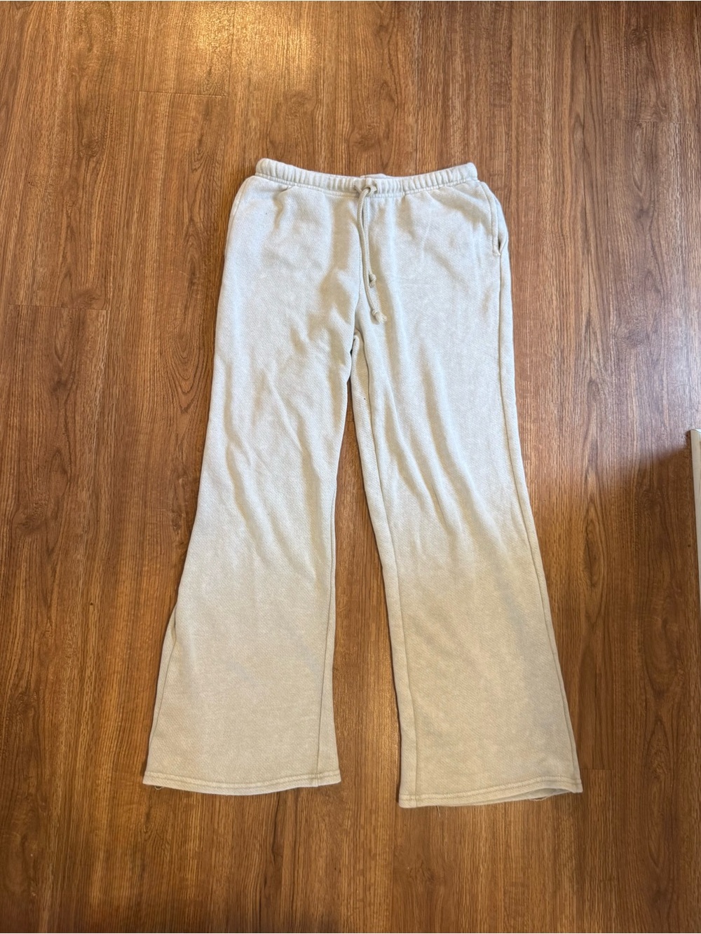 Pink Rose Cream Wide Leg Sweatpants - Size Small